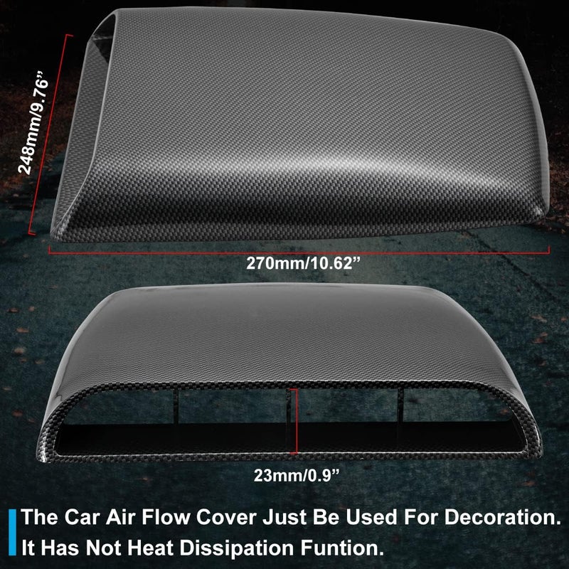 NATGIC Universal Car Air Flow Decorative Intake Hood Scoop Turbo Bonnet Vent Cover (Carbon Fiber) - Image 3